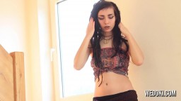 Busty Goth Girl Pierced Nipples Chain Pussy Strip